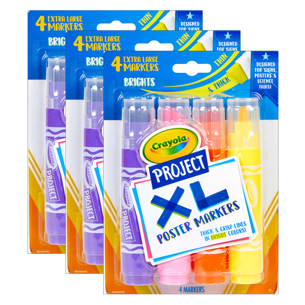 Crayola Project XL Poster Markers, Bold + Bright, 4 Count, PK3 588358